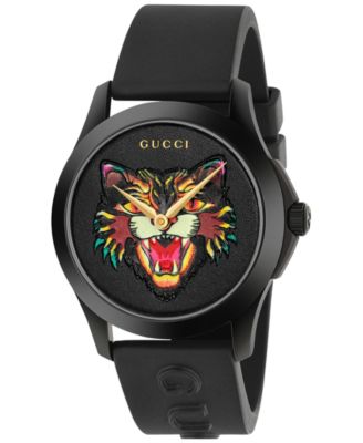 Gucci - Unisex Swiss G-Timeless Black Rubber Strap Watch 38mm