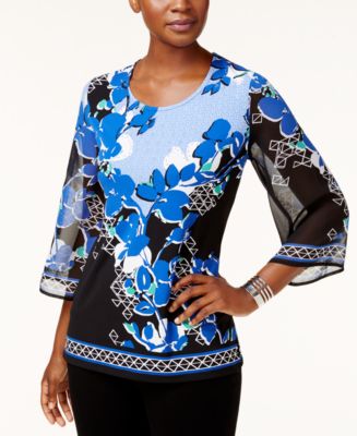 JM Collection Printed Embellished Top, Created for Macy's - Tops ...