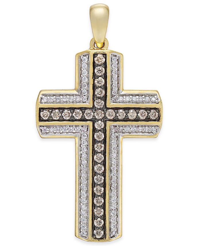 Macy's - Men's Diamond Cross Pendant (3/4 ct. t.w.) in 10k Gold