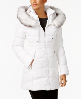Inc Women's Faux-Fur Jacket, Created for Macy's - Washed White - Size Xs