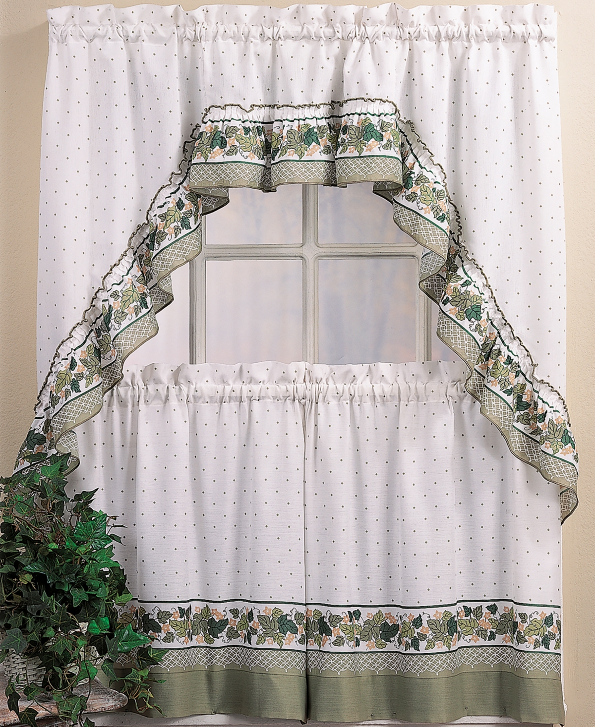 Shop Chf Cottage Ivy 36" Window Tier & Swag Valance Set In Multi