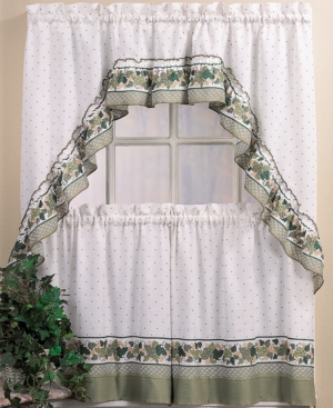 Chf Cottage Ivy 24" Window Tier & Swag Valance Set In Multi