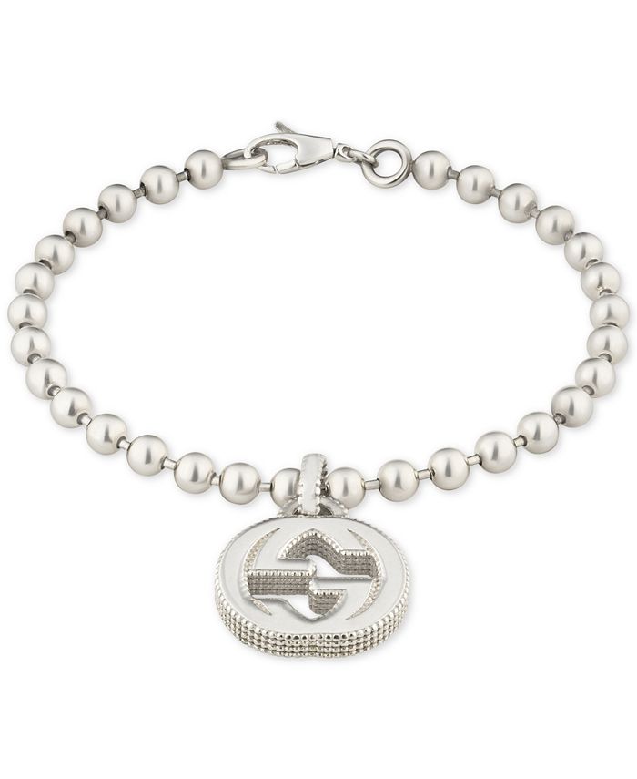 Gucci Beaded Interlocking Logo Charm Bracelet in Sterling Silver - Macy's