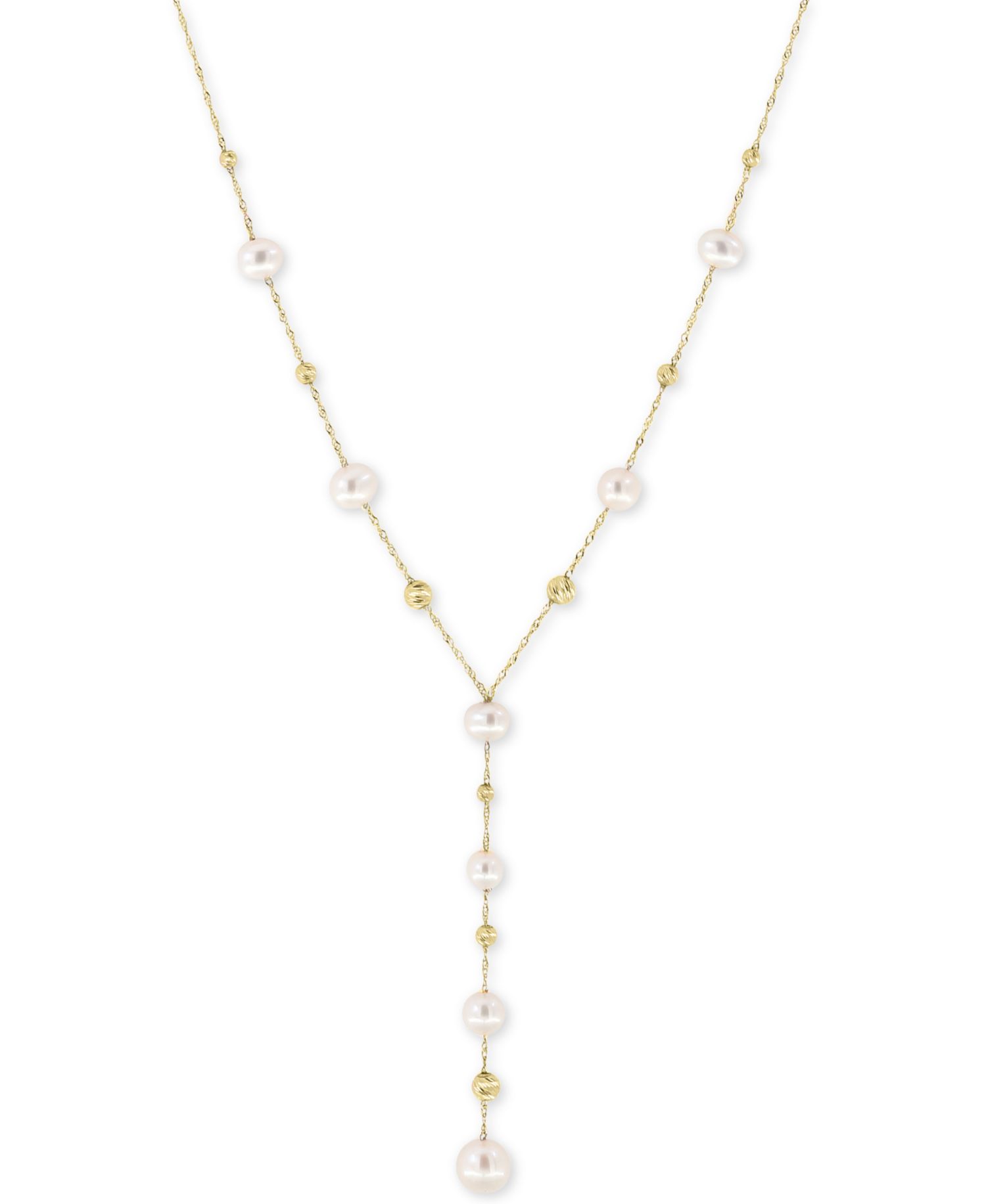EFFY® Cultured Freshwater Pearl (5, 6, & 7mm) Lariat Necklace in 14k Gold