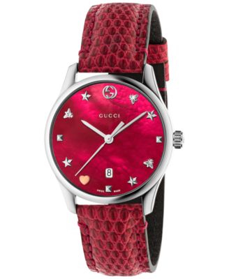 Gucci - Women's Swiss G-Timeless Cherry Red Leather Strap Watch 29mm
