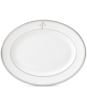 Lenox Federal Platinum Monogram Oval Platter Block Letters