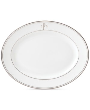 Lenox Federal Platinum Monogram Oval Platter Block Letters