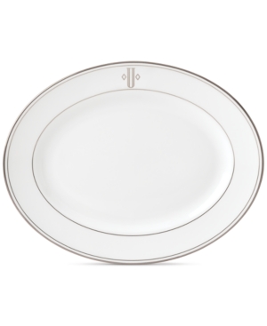 Lenox Federal Platinum Monogram Oval Platter Block Letters