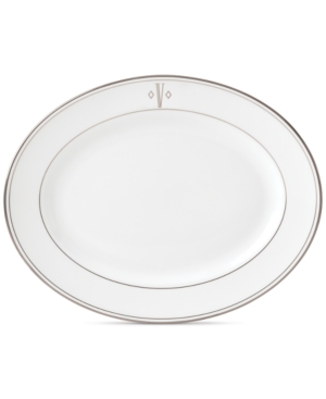 Lenox Federal Platinum Monogram Oval Platter Block Letters