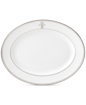 Lenox Federal Platinum Monogram Oval Platter Block Letters