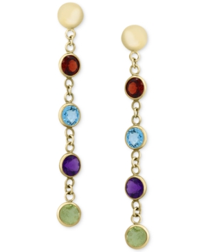 image of Effy Multi-Gemstone Drop Earrings (2-1/5 ct. t.w.) in 14k Gold