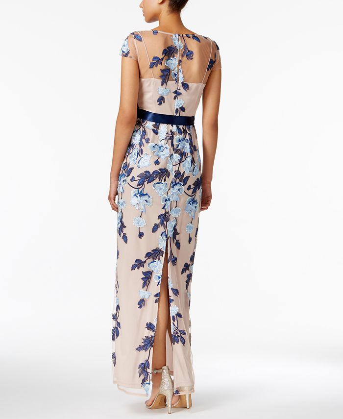 Adrianna Papell Embroidered Floral Mesh Gown Macy's