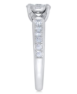 Diamond Cluster Engagement Ring (1 ct. t.w.) in 14k White or Yellow Gold