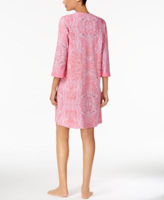 Miss Elaine Printed Knit Snap-Front Robe