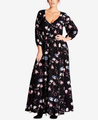City Chic Trendy Plus Size Floral-Print Maxi Dress - Macy's