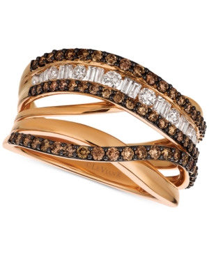 image of Le Vian Chocolatier Diamond (1-1/8 ct. t.w.) Crisscross Ring in 14k Rose Gold