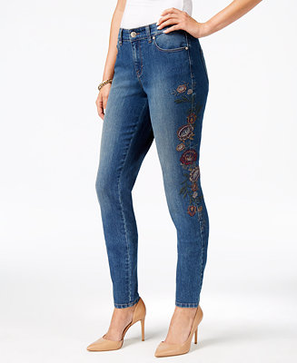 Style & Co Curvy Embroidered Skinny Jeans, Created for Macy's - Macy's