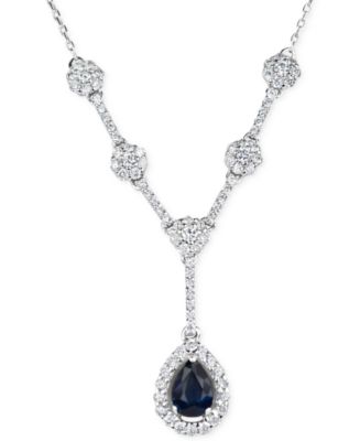 Macy's Sapphire (1/2 ct. t.w.) & Diamond (5/8 ct. t.w.) Lariat Necklace ...