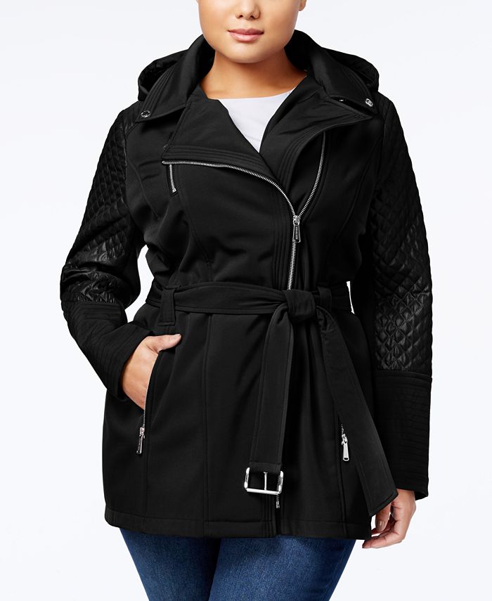 Michael Kors Plus Size Quilted-Sleeve Hooded Softshell Coat & Reviews -  Coats & Jackets - Women - Macy's