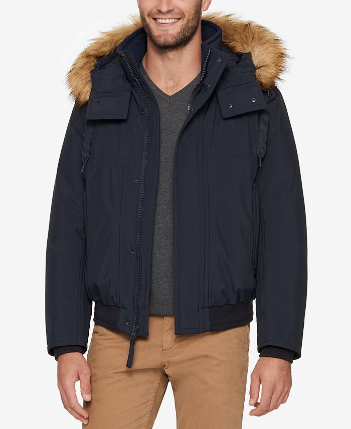 Marc New York Men's Bomber Jacket with Fleece Inset and Faux-Fur Hood ...