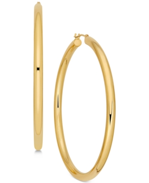 image of Polished Thin Tube Hoop Earrings in 14k Gold