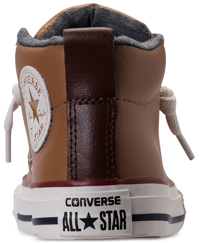 Converse Little Boys' Chuck Taylor Street Leather High Top Casual