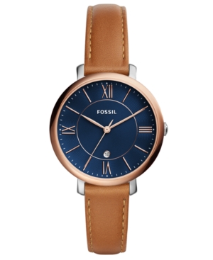 image of Fossil Women-s Jacqueline Brown Leather Strap Watch 36mm