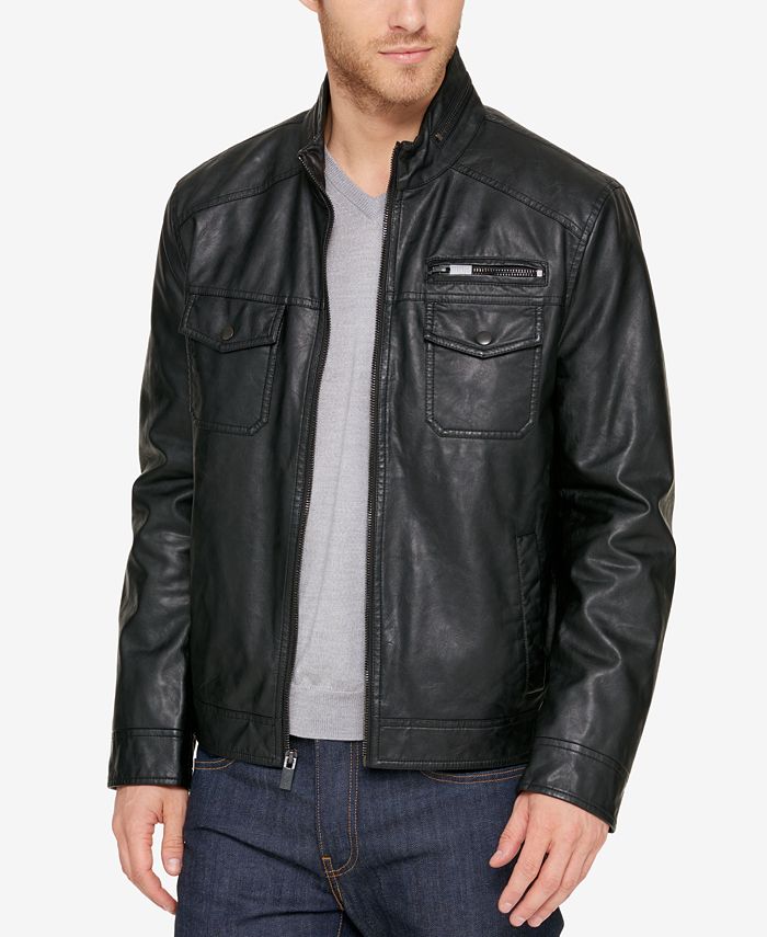 Kenneth Cole Men's Garrison Faux Leather Jacket & Reviews - Coats ...