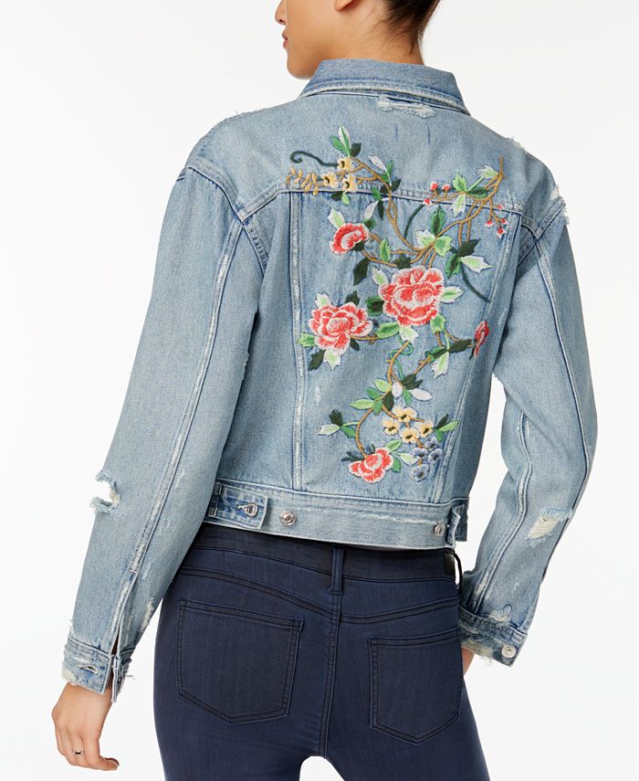 M1858 Logan Relaxed Denim Jacket with Floral Embroidery, Created for ...