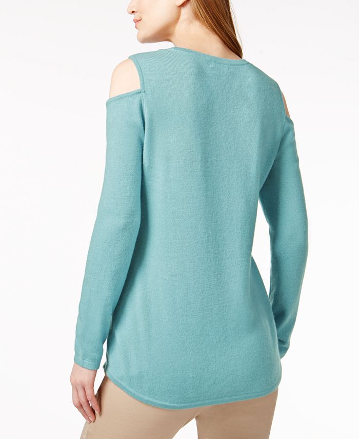 Charter Club Cashmere ColdShoulder Sweater, Created for Macy's Macy's