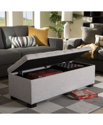 Roanoke Grid-Tufting Storage Ottoman Bench