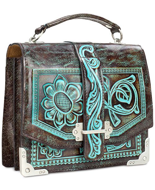 Patricia Nash Stella Turquoise Tooled Leather Shoulder Bag & Reviews