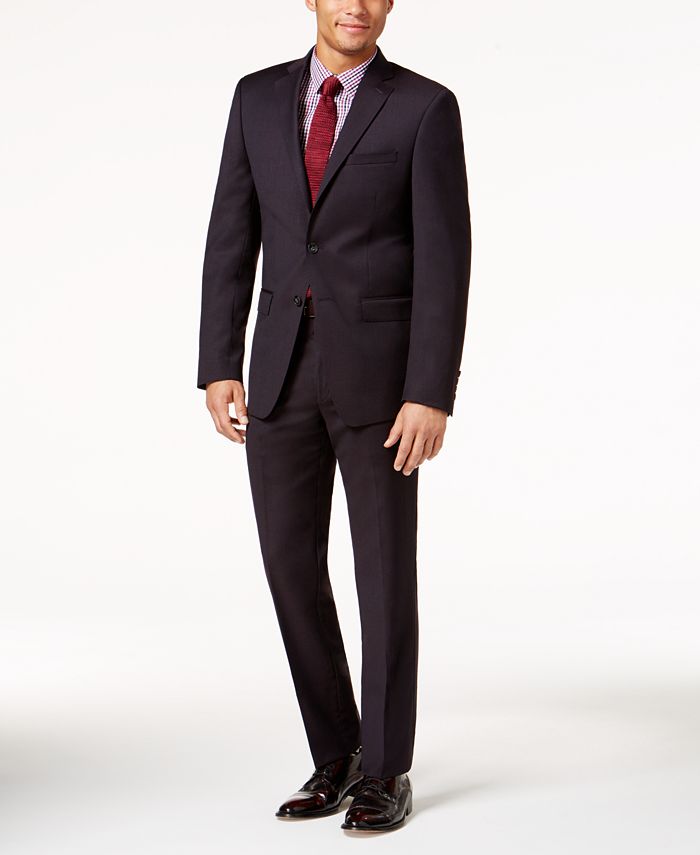 Calvin Klein Men's Slim-Fit Burgundy Textured Suit & Reviews - Suits &  Tuxedos - Men - Macy's