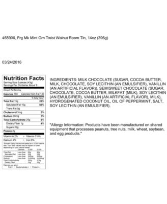 Marshall Field's Holiday Walnut Room Tin Milk Mint Chocolates, 14 Oz