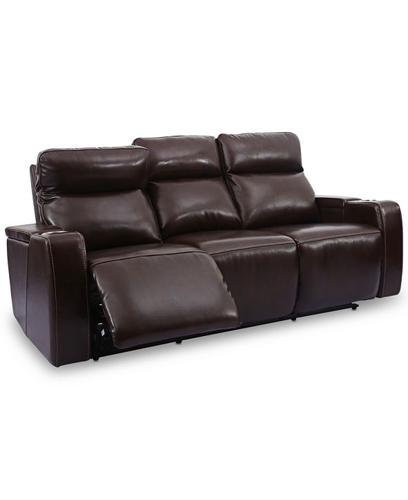 Furniture Oaklyn 85" 3Piece Leather Sectional Sofa with 2 Power