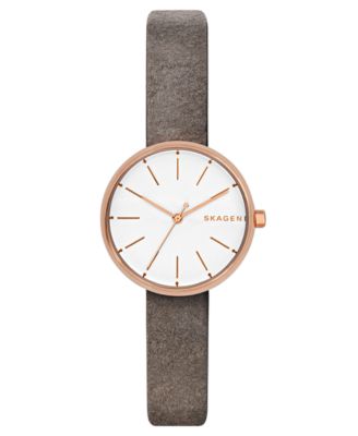Skagen - Women's Signatur Gray Leather Strap Watch 30mm