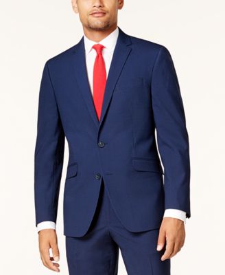 Kenneth Cole Reaction Men's Slim-Fit Cobalt Tonal Grid Techni-Cole Suit
