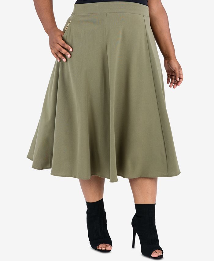 Poetic Justice Trendy Plus Size A-Line Midi Skirt - Macy's