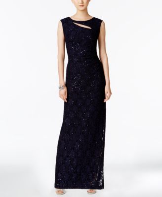 Connected Cutout Sequined Lace Gown - Macy's