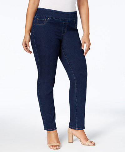 Charter Club Plus Size Cambridge Pull-On Slim-Leg Jeans, Created for ...