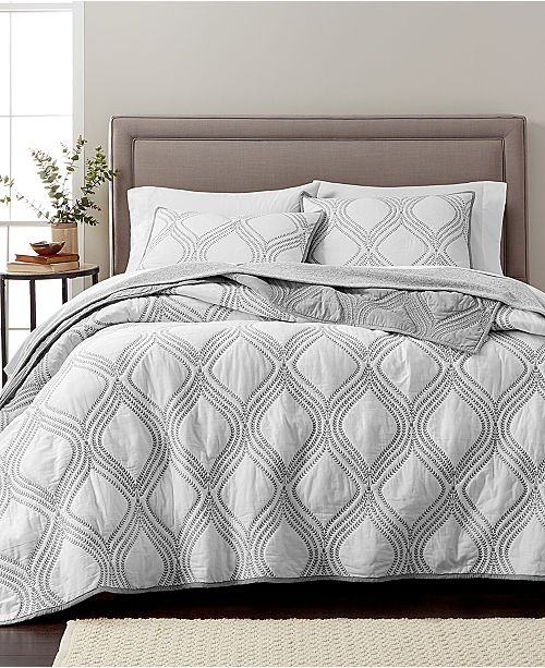 Martha Stewart Collection Gramercy Gate Grey 100 Cotton Quilt And