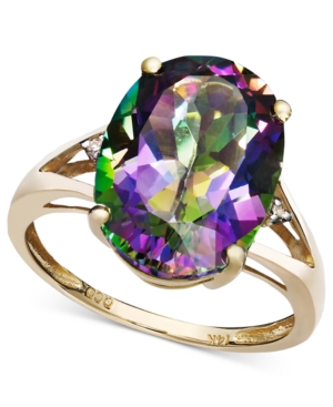Amethyst (5 ct tw) and Diamond Accent Oval Ring in 14k Gold (Also Available in Mystic Topaz Blue Topaz & Prasolite)