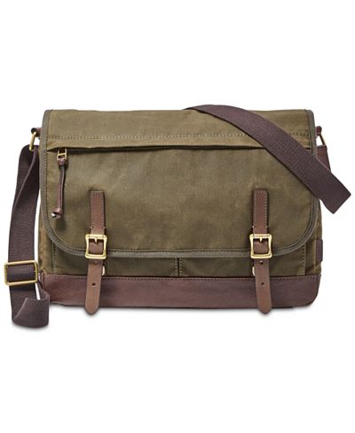 Fossil Men's Waxed Canvas Defender Messenger Bag - All Accessories ...