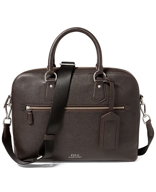 Polo Ralph Lauren Men's Pebbled Leather Briefcase & Reviews - All ...