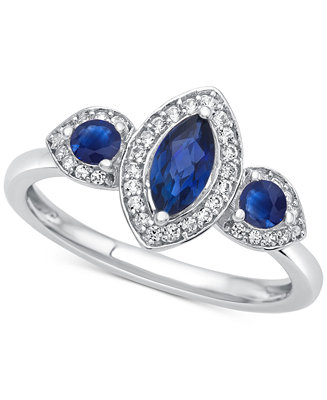 Macy's Sapphire (3/4 ct. t.w.) & Diamond (1/6 ct. t.w.) Ring in 14k ...