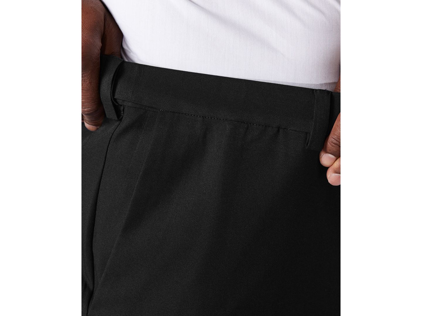 Мужские брюки Haggar Big & Tall Cool 18® PRO Classic-Fit Expandable Waist Flat Front Stretch Dress Pants, цвет: Чёрный — фото 4