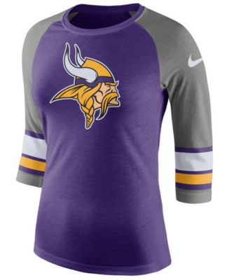 Nike Women's Minnesota Vikings Stripe Raglan Triblend T-Shirt - Macy's