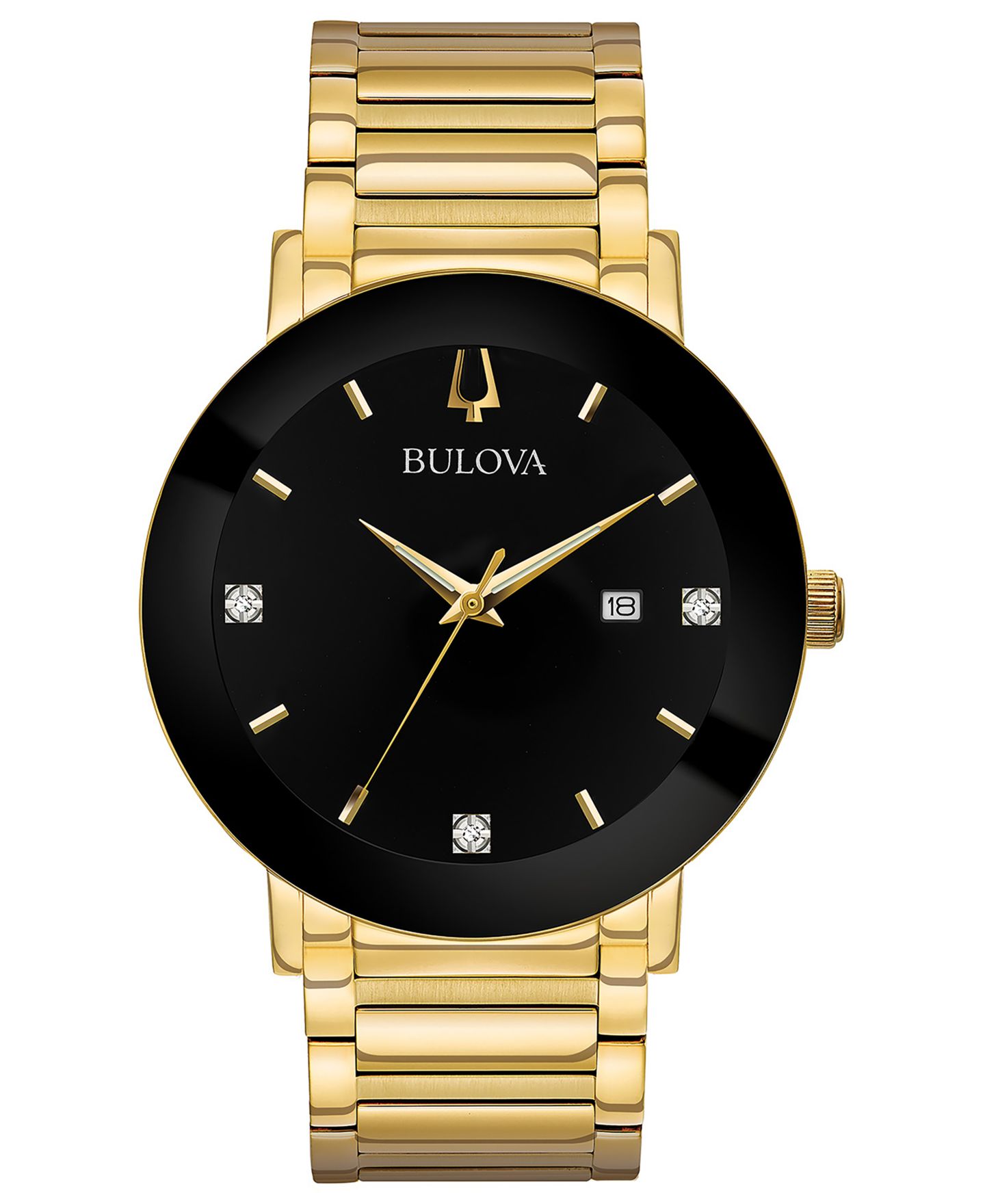 Мужские часы Bulova Futuro Diamond Dress Diamond-Accent Gold-Tone Stainless Steel Bracelet Watch 42mm — фото 1