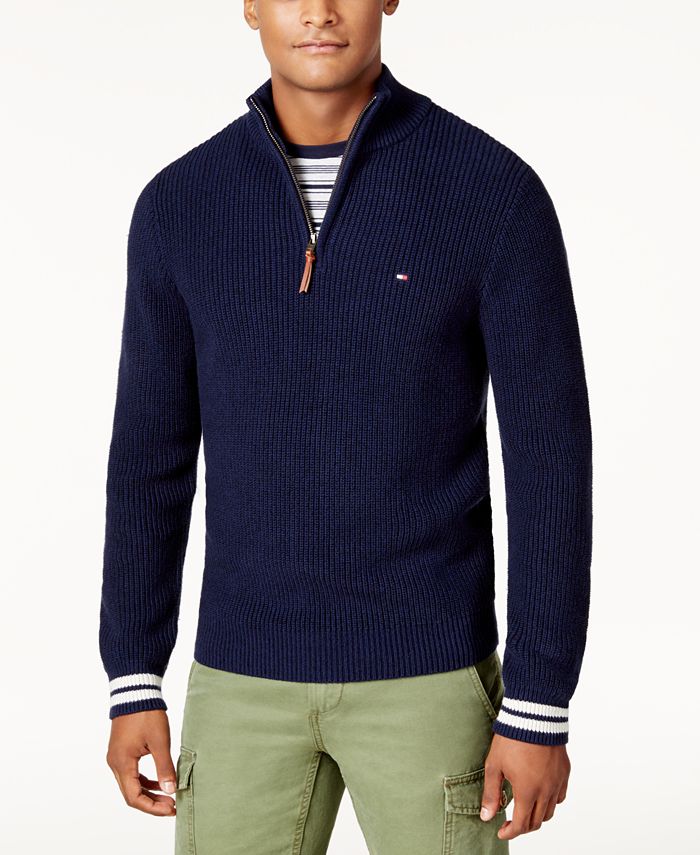 Tommy Hilfiger Men's Barney Knit Quarter-Zip Sweater, Created for Macy ...