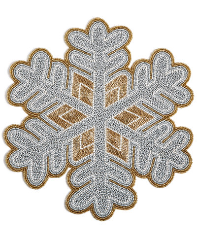 Leila's Linens Gold Snowflake Mat, Created for Macy's